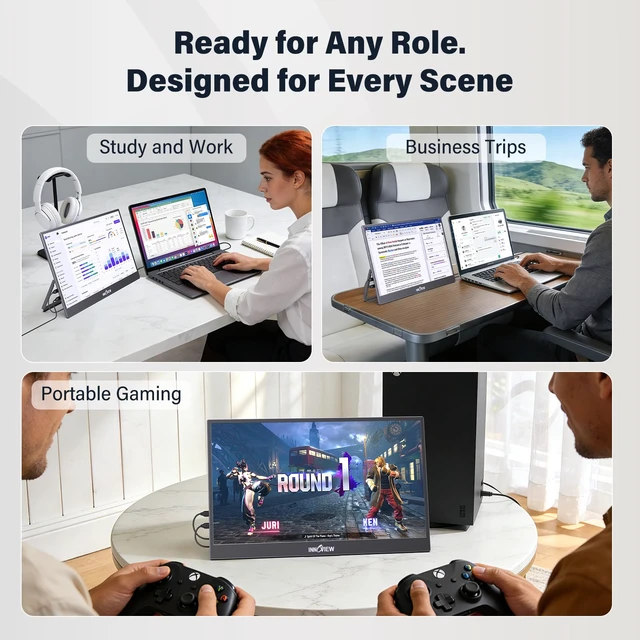 Alt view image 5 of 7 - 15.6-Inch Portable Monitor 1440p 120hz Monitor 100% sRBG 2K QHD, USB-C/HDMI, External Mmonitor for Laptop MacBook/Switch/PS5/Xbox (Adapter Not Included)