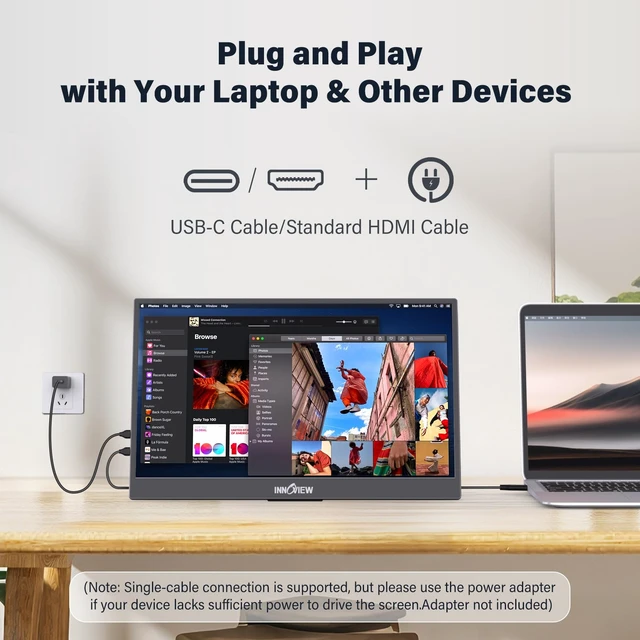 Alt view image 6 of 7 - 15.6-Inch Portable Monitor 1440p 120hz Monitor 100% sRBG 2K QHD, USB-C/HDMI, External Mmonitor for Laptop MacBook/Switch/PS5/Xbox (Adapter Not Included)