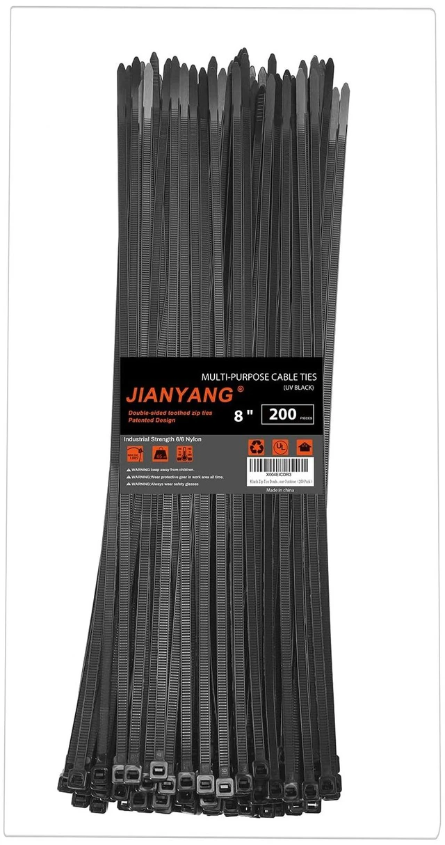 Main image of 8 Inch Zip Ties Double Sided Toothed,65LBS Tensile Strength Heavy Duty Cable Wire Ties With Self-Locking Adjustable More Durable Nylon Tie Wraps for Indoor Outdoor200 Pack