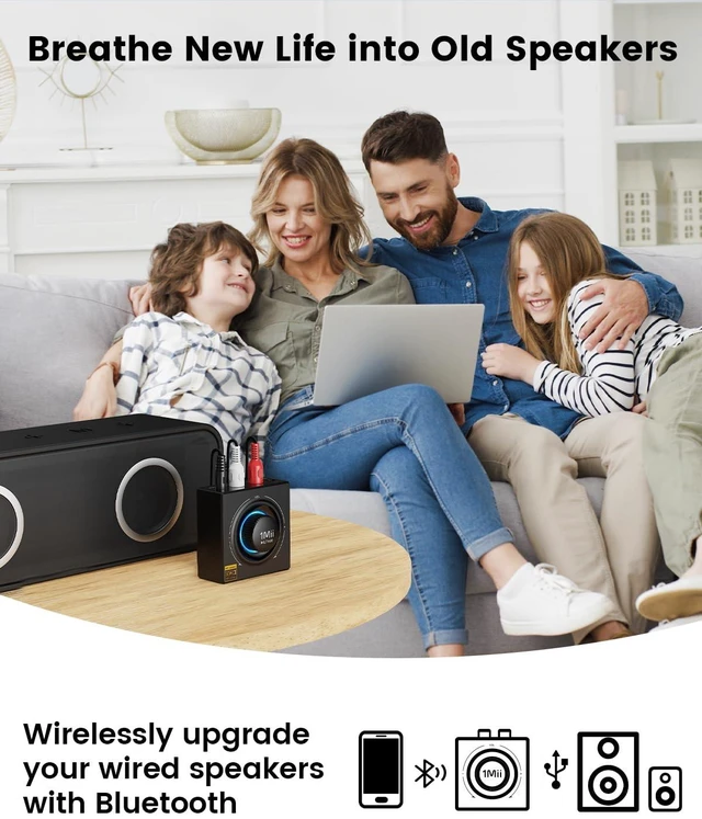 Alt view image 2 of 7 - B06T3+ LDAC Bluetooth Receiver for Home Stereo, Wired Speakers Hi-Res Wireless Audio Adapter with aptX HD & Low Latency, Knob Volume Control, RCA/3.5mm AUX for Music Streaming