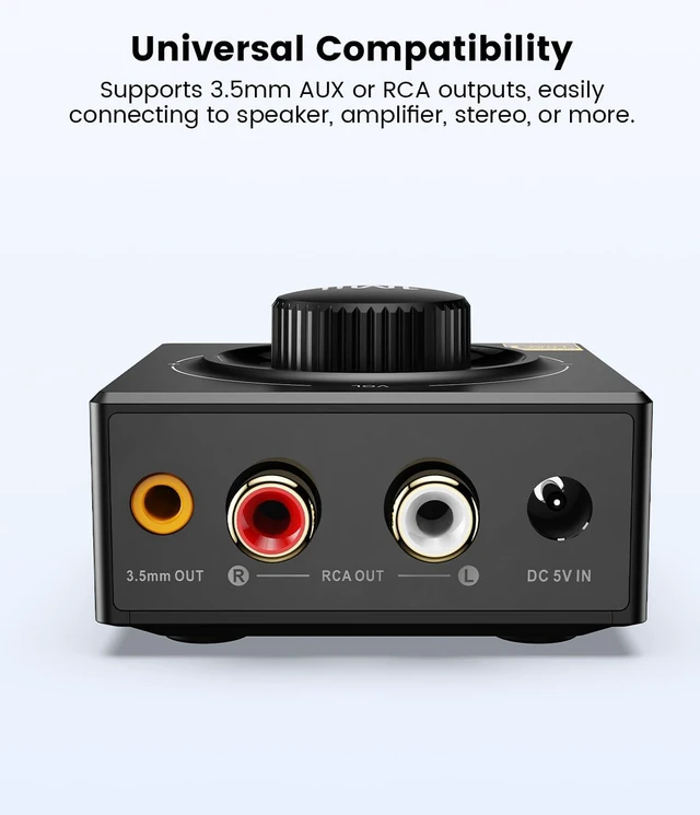 Alt view image 7 of 7 - B06T3+ LDAC Bluetooth Receiver for Home Stereo, Wired Speakers Hi-Res Wireless Audio Adapter with aptX HD & Low Latency, Knob Volume Control, RCA/3.5mm AUX for Music Streaming