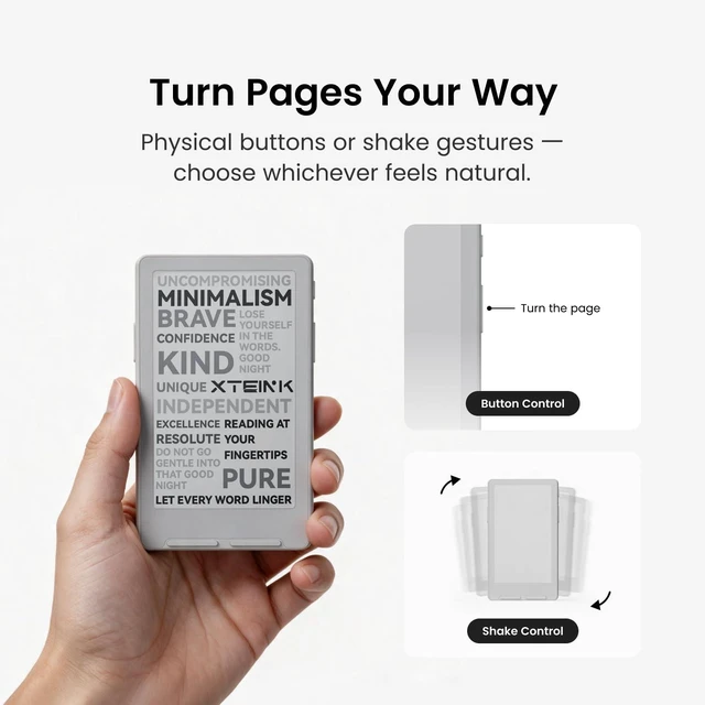 Alt view image 4 of 7 - X4 Classic Pocket eReader, Ultra-Light 68g & 4.9mm Thin,Reader Gifts Ultra Thin 0.19" design, 4.3" Eink Paper-feel,Dual Page Turn button+shake, Magnetic pogo-pin attach, Extended Battery Life