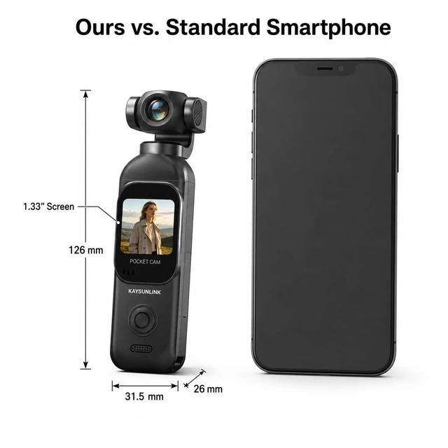 Alt view image 2 of 7 - 1080P Vlogging Camera with 270°Rotatable Lens, Handheld POV Pocket Camera with Touch Screen & WIFI, 5 Hours Power, One-button Recording Camcorder with 64GB Card for Daily Use, Travel, Black