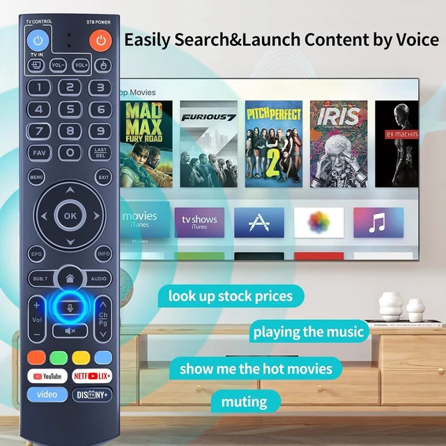 Alt view image 3 of 7 - Replacement Backlit Voice Remote Control for vSeeBox V3 Pro Compatible with vSee Box V2/V1/V5 Pro V1 Max V3 Plus WE 2USAT Elite Series