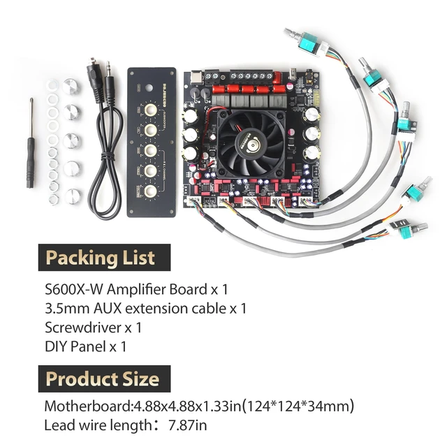 Alt view image 6 of 7 - S600X-W Power Amplifier Board Bluetooth5.2 TPA3255 Chip with Subwoofer 2.1 Channel 300W×2+600W (S600X-W)