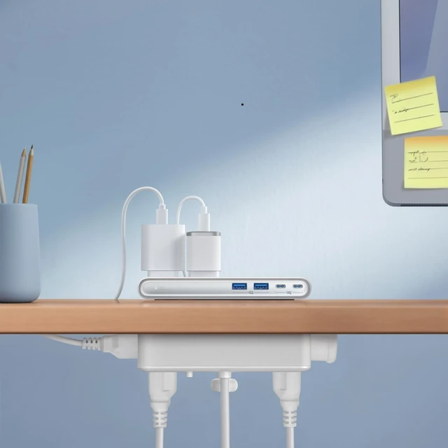 Alt view image 4 of 7 - Nano Power Strip, Desk Clamp, 70W Max, 1500J Surge Protector, 2 USB C 6AC 5ft Extension Cord, Outlet Extender Desk Organizer Gaming Accessories Home Office Essentials, Fit 0.6~1.8'' Tabletop Edge