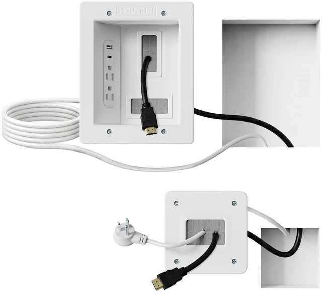 Main image of in-Wall TV Cable Management Kit with Recessed Power Dual Outlet, USB-A and USB-C Ports, 9ft Cord, and Hand Saw Easy, Safe Cable Management for Organized TV and Home Theater Setups