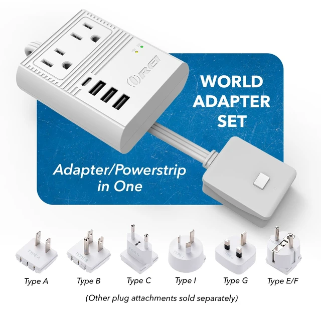 Alt view image 4 of 7 - World Travel Plug Adapter M8 Max, 3 USB + Pd 18W USB-C Input - 2 USA Outlets - Attachments for Europe, Asia, China, Japan, Africa - Perfect for Cell Phones, Tablets, Cameras and More