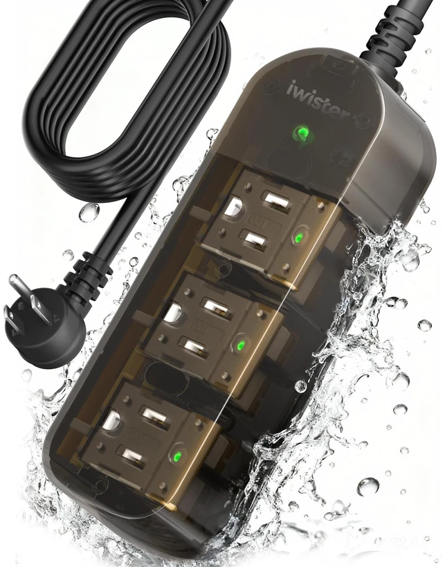 Main image of Outdoor Power Strip Weatherproof, 3 AC Outlets, 10FT Extension Cord 1625W/13A, Anti-Electric Shock, IPX6 Waterproof Surge Protector for Backyard, Patio, Garage, Workshop, Pool, Wall Mountable