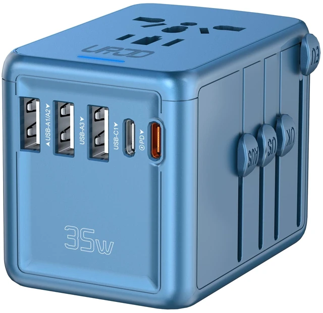 Main image of Universal Travel Adapter, 35W PD Fast Charging, 5 USB C/A Ports 2500W AC Outlet, International Power Adapter for Europe UK US AU 200+ Countries, PD Fast Charger for iPhone, MacBook,Tablet