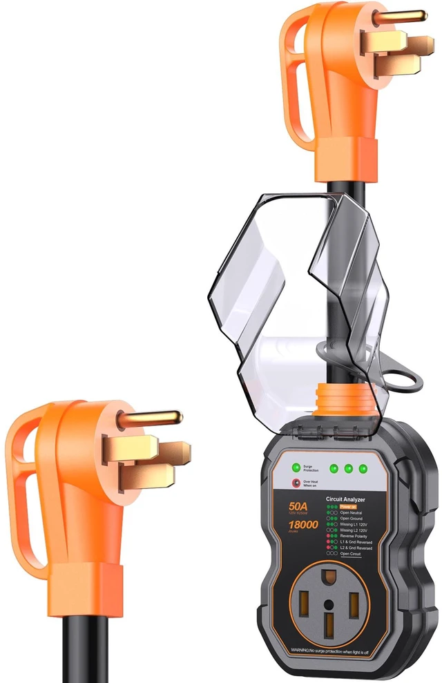 Main image of RV Surge Protectors 50 Amp, 18000J Surge Protection Automatic Fault CutOff Waterproof Design, Voltage Protection, 2026 Upgrade, for Camper & Trailer