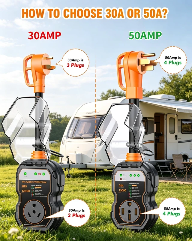 Alt view image 6 of 7 - RV Surge Protectors 50 Amp, 18000J Surge Protection Automatic Fault CutOff Waterproof Design, Voltage Protection, 2026 Upgrade, for Camper & Trailer