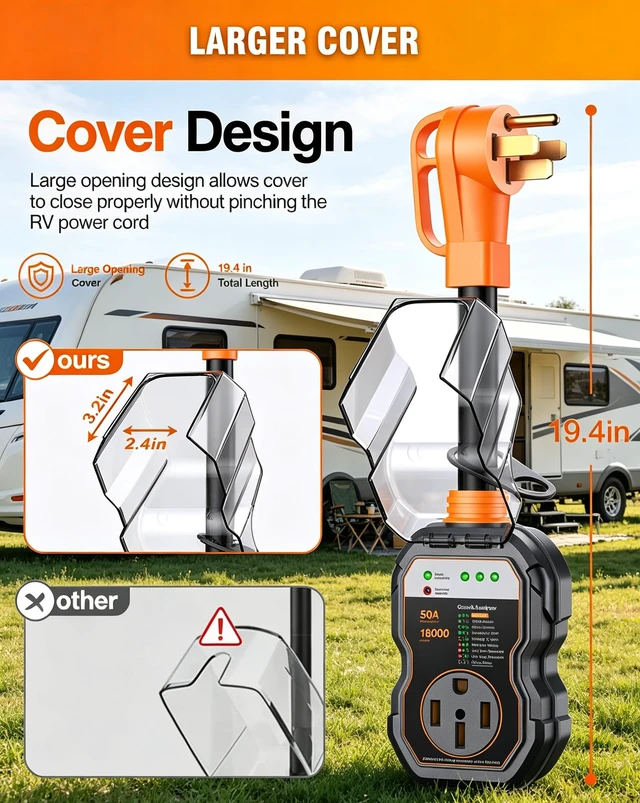 Alt view image 7 of 7 - RV Surge Protectors 50 Amp, 18000J Surge Protection Automatic Fault CutOff Waterproof Design, Voltage Protection, 2026 Upgrade, for Camper & Trailer