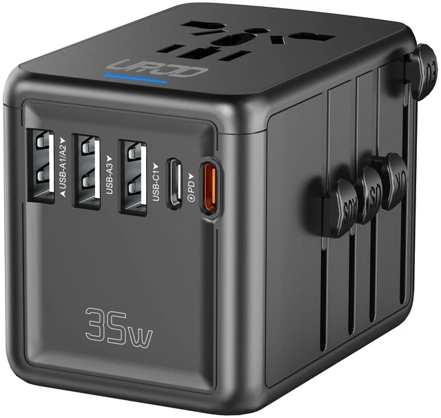 Main image of Universal Travel Adapter, 35W PD Fast Charging, 5 USB C/A Ports 2500W AC Outlet, International Power Adapter for Europe UK US AU 200+ Countries, PD Fast Charger for iPhone, MacBook,Tablet