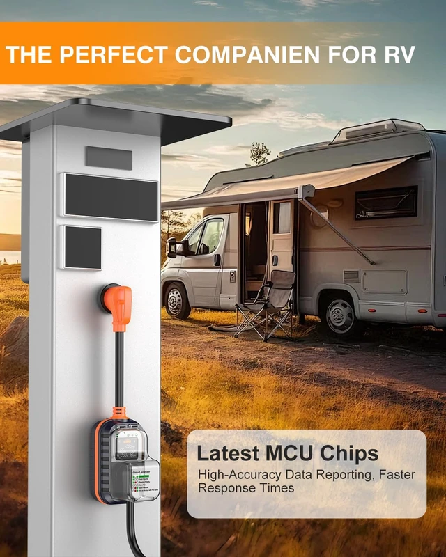 Alt view image 7 of 7 - - RV Surge Protector 30 Amp with WiFi & APP, 15000J Circuit Analyzer with Large LED Screen, Real-Time Monitoror, IP68 Waterproof with Protective Cover for Camper Travel Trailer