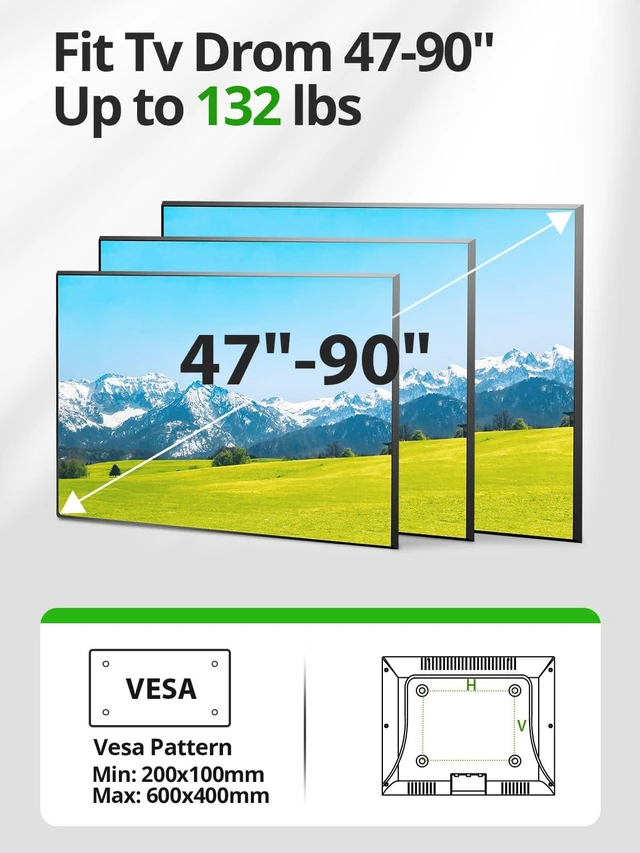 Alt view image 6 of 7 - Outdoor TV Wall Mount for 47-90" TVS, Full Motion Weatherproof TV Bracket Mount with Swivel and Tilt, TV Mount with Articulating Dual Arms, Max VESA 600X400 mm, 132lbs
