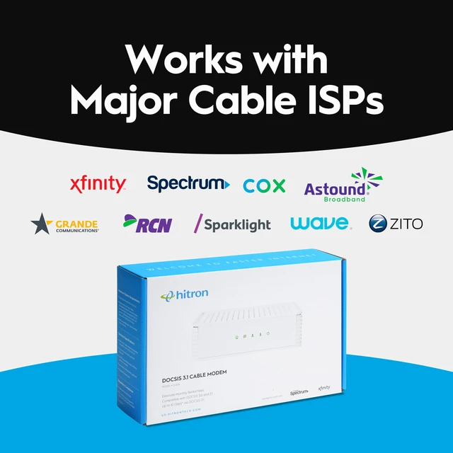 Alt view image 4 of 7 - CODA DOCSIS 3.1 - Cable Internet ONLY (NOT Compatible with Fiber/DSL) Up to 1 Gbps Cable Modem Requires WiFi Router Xfinity, Spectrum, Cox Certified