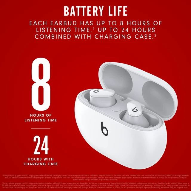 Alt view image 5 of 7 - Studio Buds - True Wireless Noise Cancelling Earbuds - Compatible with Apple & Android, Built-in Microphone, IPX4 Rating, Sweat Resistant Earphones, Class 1 Bluetooth Headphones - White