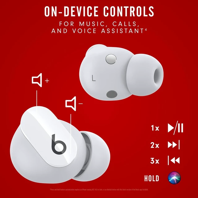 Alt view image 4 of 7 - Studio Buds - True Wireless Noise Cancelling Earbuds - Compatible with Apple & Android, Built-in Microphone, IPX4 Rating, Sweat Resistant Earphones, Class 1 Bluetooth Headphones - White