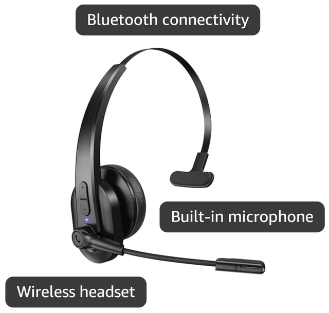 Alt view image 2 of 2 - Wireless Headset with Microphone, Bluetooth Headset for Cell Phones, Computer, Zoom Skype Mettings, On Ear for Work