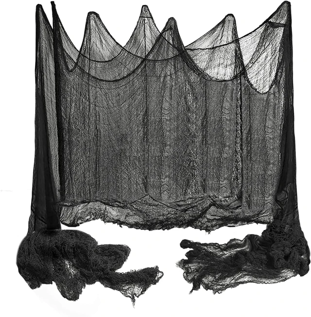 Main image of 400x80 Inch Oversized Halloween Black Creepy Cloth - 33x6.5ft Spooky Fabric Cloth for Haunted House - Creepy and Spooky Halloween Decorations for Party Outdoor Or Indoor