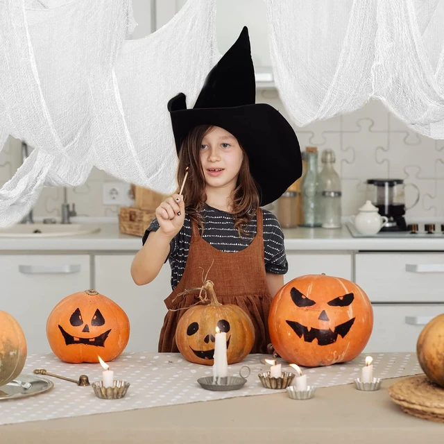 Alt view image 4 of 7 - 400x80 Inch Oversized Halloween White Creepy Cloth 33x6.5ft Spooky Fabric Cloth for Haunted House Creepy and Spooky Halloween Decorations for Party Outdoor Or Indoor