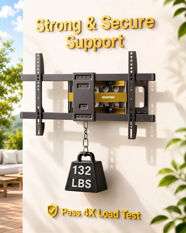 Alt view image 5 of 7 - Outdoor Full Motion TV Wall Mount for 37-86 Inch TVs, Holds 132 lbs Weatherproof Bracket for Patio and Gazebo, 96H Salt Spray Tested, Stainless Steel Hardware, ±60° Swivel, VESA 600x400mm