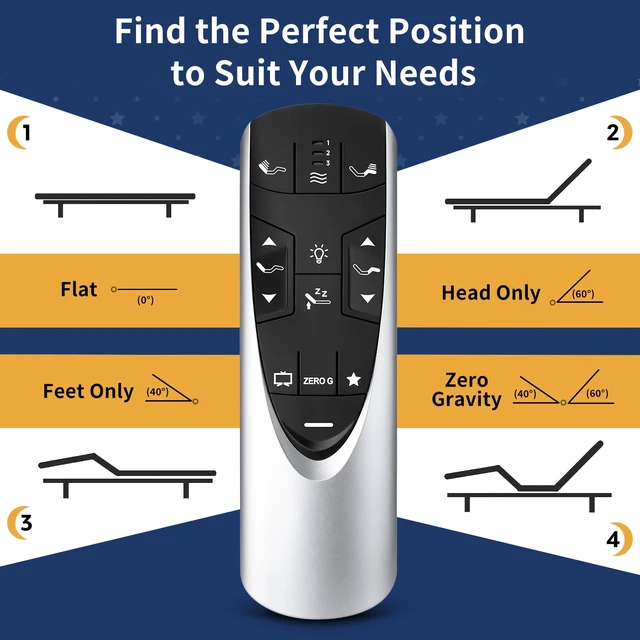Alt view image 3 of 7 - Replacement Remote for Tempurpedic Ergo/Ergo Extend Adjustable Bed Base, RF358A RF502A Wireless Remote Control