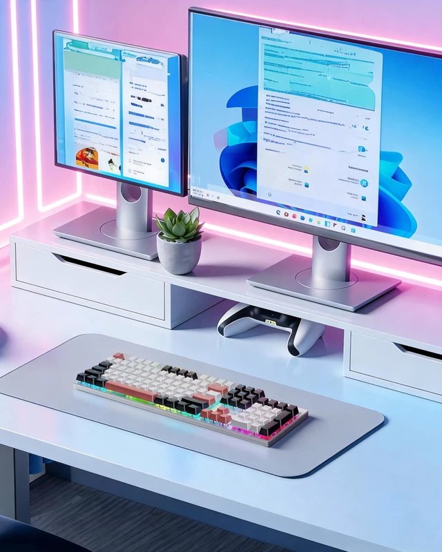 Alt view image 7 of 7 - Wireless Mechanical Gaming Keyboard, Tri Mode BT/2.4G/USB-C Hot Swappable Custom Keyboard, RGB Backlit Computer Gaming Keyboards, PBT Keycaps, Programmable for PC/Tablet,K671WBR-KS