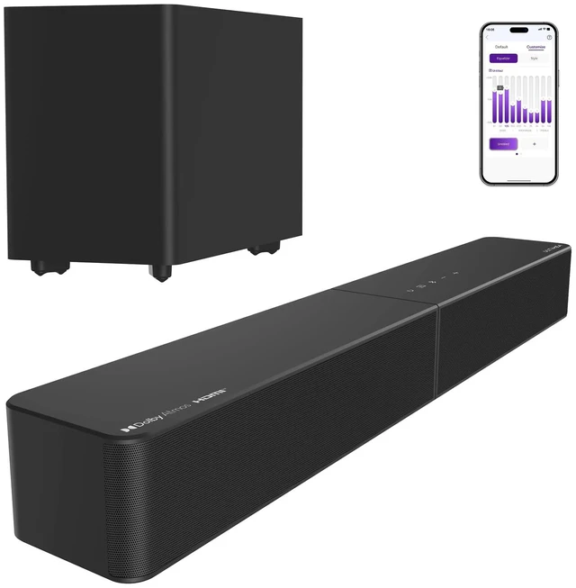 Main image of 2.1 Sound Bar System for TV with Dolby Atmos and Wireless Subwoofer Bluetooth 6.0, 240W Peak, HDMI eARC, VoiceMX Clear Dialogue, BassMX Deep Bass, App Control, TV & Home Theater, Poseidon M40