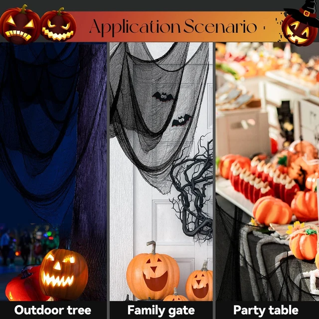 Alt view image 3 of 7 - 400x80 Inch Oversized Halloween Black Creepy Cloth - 33x6.5ft Spooky Fabric Cloth for Haunted House - Creepy and Spooky Halloween Decorations for Party Outdoor Or Indoor