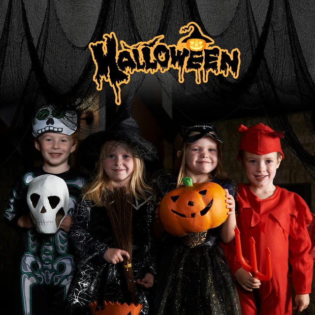 Alt view image 2 of 7 - 400x80 Inch Oversized Halloween Black Creepy Cloth - 33x6.5ft Spooky Fabric Cloth for Haunted House - Creepy and Spooky Halloween Decorations for Party Outdoor Or Indoor