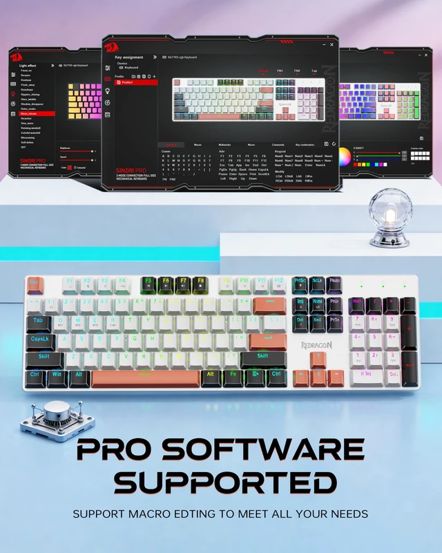 Alt view image 5 of 7 - Wireless Mechanical Gaming Keyboard, Tri Mode BT/2.4G/USB-C Hot Swappable Custom Keyboard, RGB Backlit Computer Gaming Keyboards, PBT Keycaps, Programmable for PC/Tablet,K671WBR-KS
