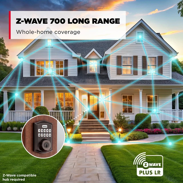 Alt view image 3 of 7 - HomeConnect 620 Z-Wave Long Range Enabled Keypad Smart Lock Convenient Keyless Entry, Customizable User Codes, Ring Alarm Compatible, Hub Required, Sold Separately Venetian Bronze Traditional