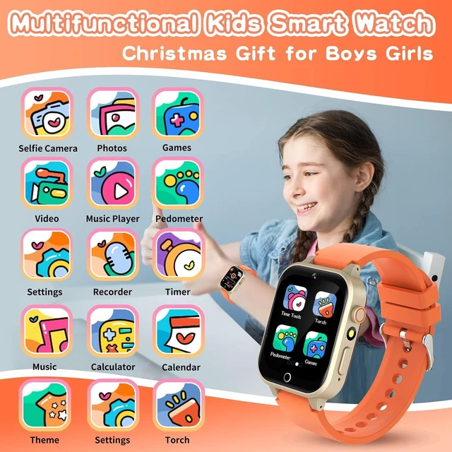 Alt view image 2 of 7 - Kids Smart Watch Gift for Girls Age 3-12, 26 Games HD Touch Screen Kids Watches with Video Camera Music Player Learn Cards 12/24 hr Educational Toys Birthday Gifts for Girls Ages 4 5 6 7 8