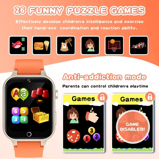 Alt view image 3 of 7 - Kids Smart Watch Gift for Girls Age 3-12, 26 Games HD Touch Screen Kids Watches with Video Camera Music Player Learn Cards 12/24 hr Educational Toys Birthday Gifts for Girls Ages 4 5 6 7 8