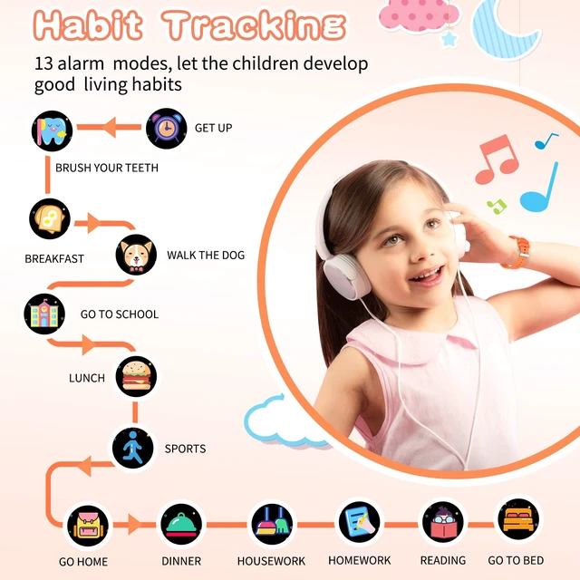 Alt view image 6 of 7 - Kids Smart Watch Gift for Girls Age 3-12, 26 Games HD Touch Screen Kids Watches with Video Camera Music Player Learn Cards 12/24 hr Educational Toys Birthday Gifts for Girls Ages 4 5 6 7 8