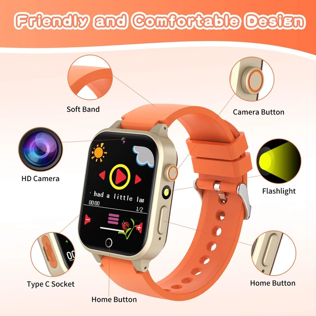 Alt view image 5 of 7 - Kids Smart Watch Gift for Girls Age 3-12, 26 Games HD Touch Screen Kids Watches with Video Camera Music Player Learn Cards 12/24 hr Educational Toys Birthday Gifts for Girls Ages 4 5 6 7 8