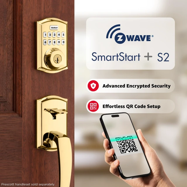 Alt view image 4 of 7 - HomeConnect 620 Z-Wave Long Range Enabled Keypad Smart Lock Convenient Keyless Entry, Customizable User Codes, Ring Alarm Compatible, Hub Required, Sold Separately Polished Brass Traditional