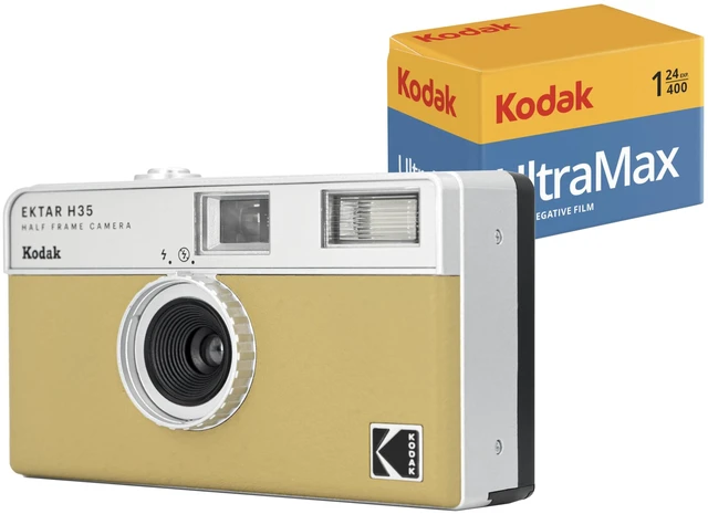 Main image of EKTAR H35 Half Frame 35mm Camera, Reusable, Focus-Free, Lightweight, Easy to Use (AAA Battery Not Included) (Sand, Bundle with 24-Exposure Film)