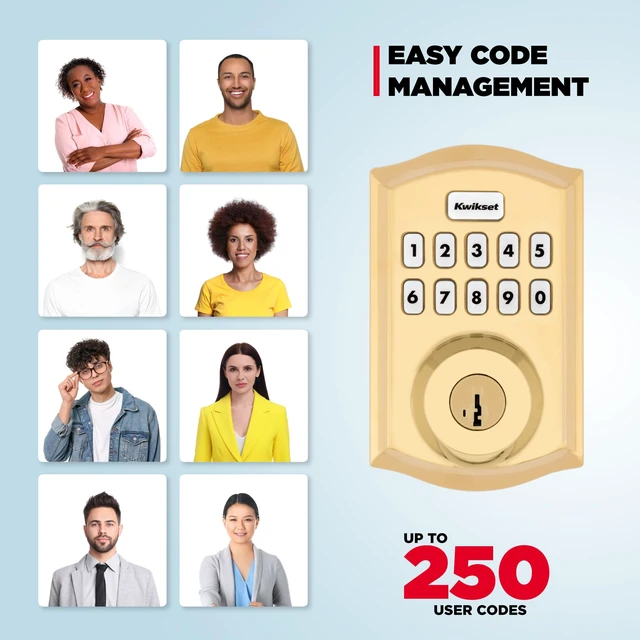 Alt view image 6 of 7 - HomeConnect 620 Z-Wave Long Range Enabled Keypad Smart Lock Convenient Keyless Entry, Customizable User Codes, Ring Alarm Compatible, Hub Required, Sold Separately Polished Brass Traditional