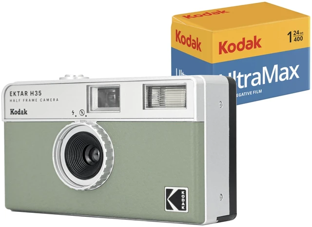 Main image of EKTAR H35 Half Frame 35mm Camera, Reusable, Focus-Free, Lightweight, Easy to Use (AAA Battery Not Included) (Sage, Bundle with 24-Exposure Film)