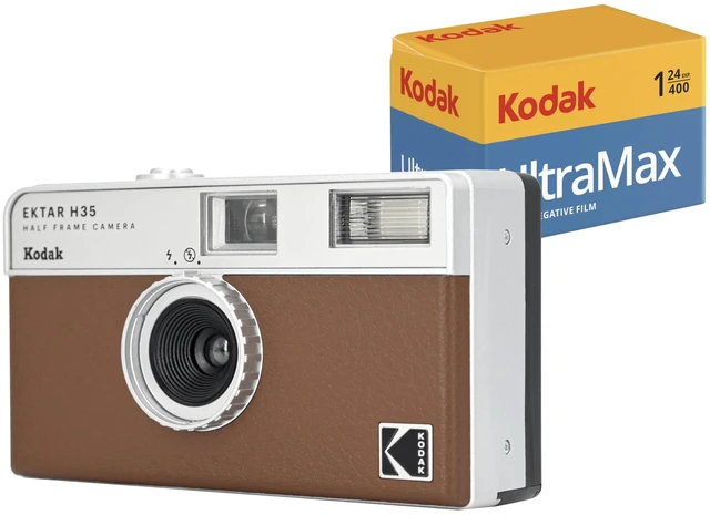 Main image of EKTAR H35 Half Frame 35mm Camera, Reusable, Focus-Free, Lightweight, Easy to Use (AAA Battery Not Included) (Brown, Bundle with 24-Exposure Film)
