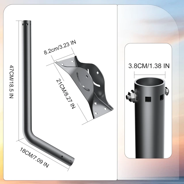 Alt view image 6 of 7 - Gen 3 Mount for Starlink, 25 Inch Wall /Roof Mount Compatible with Starlink Standard 4/4X/V3, Adjustable Mounting Kit Include Aluminium Pipe Adapter