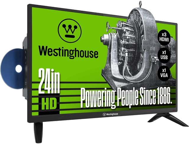 Main image of 24 Inch TV with DVD Player Built in, HD LED Small Flat Screen Non-Smart Television DVD Combo, RV Camper, Works w/Fire Stick, Roku, Apple TV, TiVo, Xumo, & Streaming Devices (2026 Model)