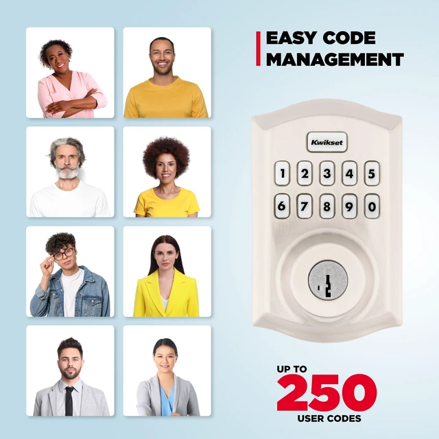 Alt view image 6 of 7 - HomeConnect 620 Z-Wave Long Range Enabled Keypad Smart Lock Convenient Keyless Entry, Customizable User Codes, Ring Alarm Compatible, Hub Required, Sold Separately Satin Nickel Traditional
