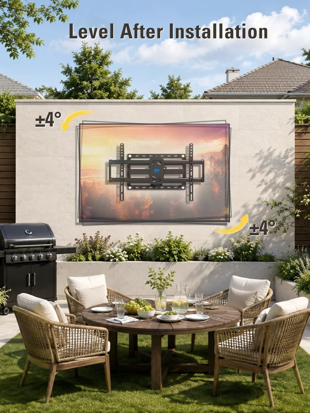 Alt view image 5 of 7 - Outdoor TV Mount Weatherproof TV Wall Mount for 42-86" TVs Full Motion TV Bracket with Swivel and Tilt, Salt Spray Tested, Fits 12"/16" Studs, Holds TV up to 154lbs, Max VESA 600x400mm