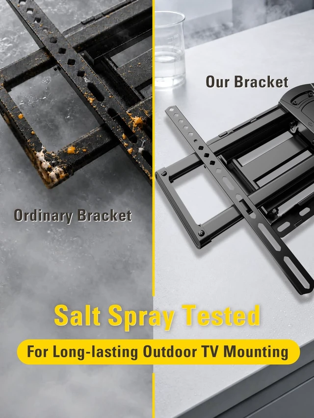 Alt view image 4 of 7 - Outdoor TV Mount Weatherproof TV Wall Mount for 42-86" TVs Full Motion TV Bracket with Swivel and Tilt, Salt Spray Tested, Fits 12"/16" Studs, Holds TV up to 154lbs, Max VESA 600x400mm