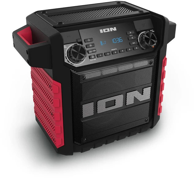Main image of Tailgater Classic Portable Bluetooth Outdoor Speaker, Red Water Resistant, Rechargeable Battery, Radio, USB Charging, Stereo Linking, App Control, for Parties and Outdoor Events