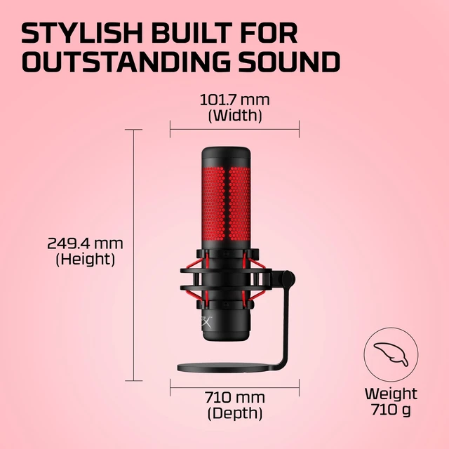 Alt view image 7 of 7 - QuadCast - USB Condenser Gaming Microphone, for PC, PS4, PS5 and Mac, Anti-Vibration Shock Mount, Four Polar Patterns, Pop Filter, Gain Control, Podcasts, Twitch, YouTube, Discord, Red LED